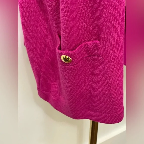 St. John Raspberry Pink 2-Piece Set Knit Sweater & Cardigan Size Large